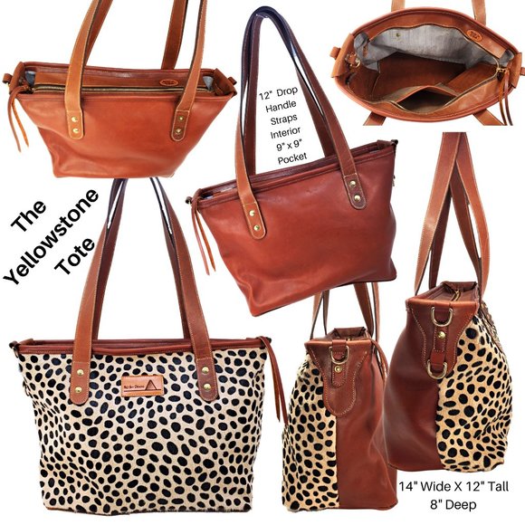Hair On Cowhide Animal Print Cheetah/Leather Tote - Picture 4 of 12